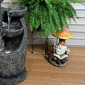 Gnome de jardin <span class=keywords><strong>Bernard</strong></span> le Lecteur avec champignon et lumière solaire - Product Image 3