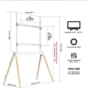 Artistic <strong>Easel</strong> <strong>TV</strong> Floor <strong>Stand</strong> for 55 - 86 Inch LCD LED Flat Screens <strong>TVs</strong> Height Adjustable Studio <strong>TV</strong> Display <strong>Stand</strong> With 4 Wood l - Product Image 4