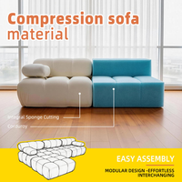 Sofá Modular Seccional en Forma de L Tapizado en Terciopelo Sherpa Marrón Rosado, Estilo Moderno, con Cojín Extensible Tipo Burbuja