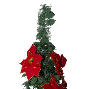 6' Pre-Lit <strong>Slim</strong> Pre-Decorated Poinsettia Pop-Up <strong>Trees</strong> Artificial Christmas Collapsible <strong>Tree</strong> - Product Image 4