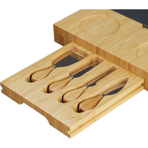 Papan hadiah Charcuterie bambu besar Set dengan 4 laci tersembunyi & 2 mangkuk saus hadiah penghangat rumah sempurna - Product Image 3