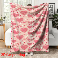 Couverture polaire double face personnalisée imprimée numériquement en flanelle moderne pour la Saint-Valentin, chaude pour l'hiver et toutes les saisons