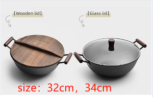Olla Wok de Hierro Fundido de Gran Tamaño, 34, 36, 38, 40 cm, con Fondo Plano, Precio de Fábrica - Product Image 4