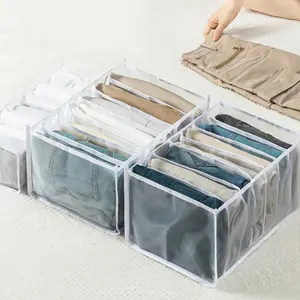 Caixa de armazenamento compartimento jeans, organizador de roupas e calças, dobrável, organizador de guarda-roupa, closet e armazenamento