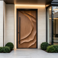 Luxuriöse 3D Organisch Strukturierte Aluminium-Eingangstür Moderne Holzmaserung Pivot-Haustür für Hochwertige Villen Private Residenzen