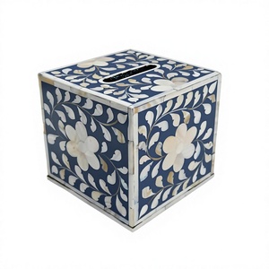 Boîte à mouchoirs PearlMuse en nacre, motif personnalisé élégant, support en mosaïque de coquillages pour intérieurs de luxe - Product Image 1