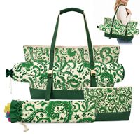 Sac de Mahjong de Luxe Moderne, Ensemble de 4 Grands Sacs Cosmétiques en Toile, Trousse de Toilette de Voyage avec Fermeture Éclair, Imprimé Mignon, Sac de Lavage avec Poignée
