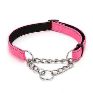 Collar de entrenamiento para perros con forro suave reflectante de nailon Collar de cuello de perro con cadena de acero inoxidable - Product Image 4