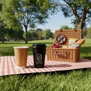 Gobelet à café en papier jetable personnalisé avec logo imprimé Sunshine, gobelet en papier biodégradable à double paroi avec couvercle - Product Image 1