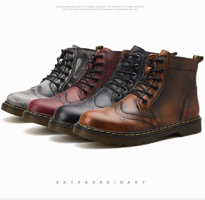 Plus Size 47 Fashion Design Mens Casual Leather Boots Shoes Fashion Martin Boots