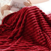 Couverture en flanelle polaire rayée unie légère, chaude et confortable, super douce, personnalisable pour l'hiver
