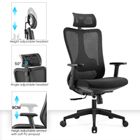 Chaise de bureau ergonomique à dossier haut, siège de support à la taille, réglable en hauteur, pour le bureau