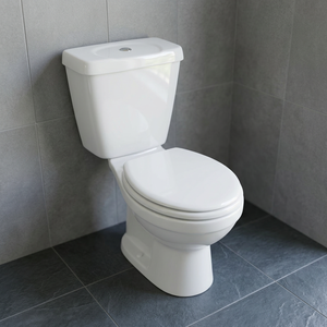 Inodoro de cerámica de dos piezas con cisterna y asiento de plástico, juego completo de WC con accesorios LLC - Product Image 6