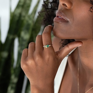 <span class=keywords><strong>Bague</strong></span> en argent sterling 925 plaqué or 14 carats 18 carats <span class=keywords><strong>saphir</strong></span> <span class=keywords><strong>vert</strong></span> émeraude et péridot Cz bagues de bijoux de mode - Product Image 4
