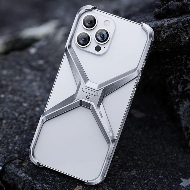 Aluminum Alloy Detachable Cool Down Explosion-Proof Metal Phone Case for iPhone 16 Pro Max 15 14 13 12 Rimless Anti-fall Cover
