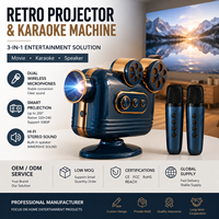 Projecteur Karaoké Portable Style Vintage 1080P HD Mise au Point Automatique Home Cinéma Intelligent Android 9 Haut-parleurs Intégrés Wi-Fi Facile