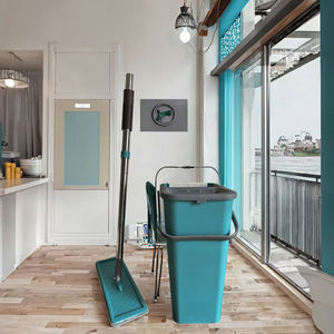 Juego de fregonas Turbo, almohadillas de fregona de microfibra reutilizables fáciles de limpiar con cubo de poste de acero, fregona plana, caja de Color para <span class=keywords><strong>Vileda</strong></span> - Product Image 1