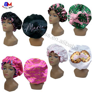 Bonnets de Nuit en Satin Double Épaisseur pour Cheveux, Logo Personnalisé, Bonnets de Nuit en Soie Satinée pour Femmes, Bonnets de Designer Satinés Maman et Moi - Product Image 6