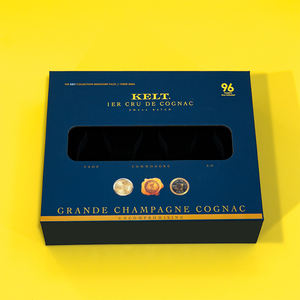 Logotipo personalizado Laminación brillante Papel de cartón magnético de lujo Caja de embalaje de champán azul con ventana - Product Image 5