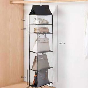 Transparent 5-Layer Wardrobe Storage Bag Non-Woven Visible Wall Mounted Closet Organizer Convenient Organized Storage Solution - Product Image 2