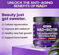 Gummies anti-âge OEM NAD+ Biotine, peptides de collagène, resvératrol, kératine, berbérine, complément pour les cheveux, la peau et les ongles, 60 gummies