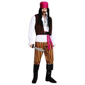 Costume de pirate pour homme adulte, ensemble veste, pantalon, chapeau, ceinture pour fête à thème Halloween - Médiéval Renaissance 4ourcostumes - Product Image 1