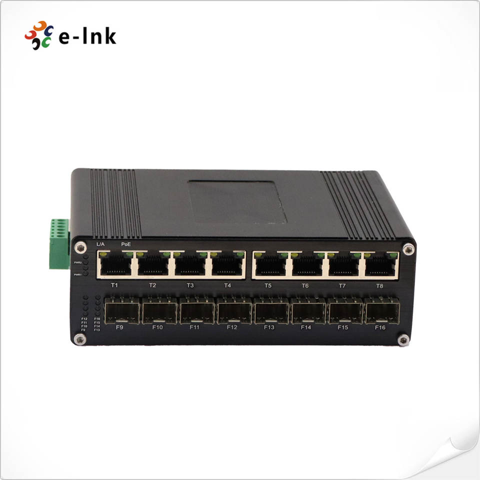 Industrial 8 Port Gigabit Managed Ethernet Switch 8 X SFP 8 X GE PoE Network Switch Layer 2+ Managed