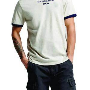 เสื้อยืดกีฬาผ้าฝ้ายถักยาวคอปกตัดห่วงแขนสั้นเปล่าพิมพ์ลายโลโก้ออกแบบได้ตามต้องการ - Product Image 3