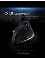 ZELOTES Mouse game C-18 vertikal RGB, Mouse game berkabel ergonomis dengan Joystick dapat diprogram USB 11 tombol Laptop/Desktop pemain game tangan kanan