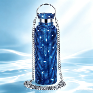 Gobelet isotherme en acier à <span class=keywords><strong>double</strong></span> paroi, orné de strass et de paillettes, avec poignée de transport, pour boissons chaudes et froides, idéal pour Noël - Product Image 4