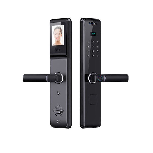 Bilixo Digital Security Smartlock Smart Door Lock Wifi With Camera Fingerprint Locker Doors Locks With USB Charging Black
