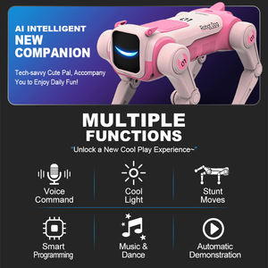 Robot chien programmable STEAM Science Enlightenment avec édition de mouvements, effets sonores et lumineux - un jouet innovant de science-fiction - Product Image 5