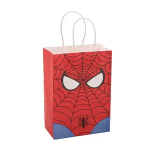 卡通蜘蛛儿童纸礼品袋节日糖果笔珠宝书籍纸袋