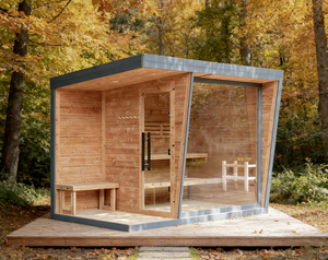 Sauna extérieur traditionnel en bois massif avec chauffage électrique, design scandinave, porte en verre - Product Image 4