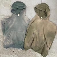 Veste à Capuche Zippée Unisexe Personnalisable en Molleton French Terry, Effet Délavé Singe et Vieilli, Coupe Ample, Plein Zip