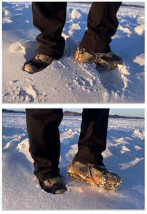 BOHU 19-Crampons à <span class=keywords><strong>glace</strong></span> en acier à crampons bottes de randonnée avec poignées antidérapantes pour une meilleure marche dans des conditions glacées - Product Image 6