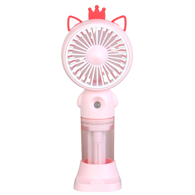 DD8133X Mini Portable Handheld Rechargeable Water Mist Fan Spray Summer Outdoor Travel Hand Fans Pink Cat for Party Gift