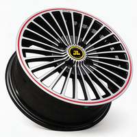 Jantes en alliage JZ 15x6.5j Et30 Pcd4x100/4x98 Cb73.1/58.6 Noir avec face usinée + rainure rouge extérieure