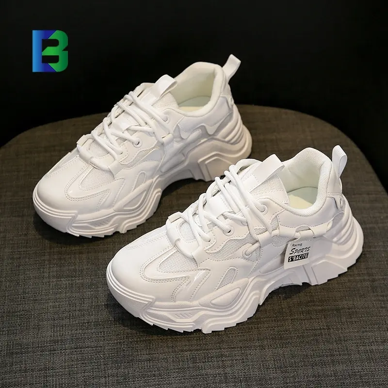 2023 Hot Sale New PU Thick Sole Shoes Flat Non-Slip Running Shoes Casual Sneakers for Outdoor Activities Ladies