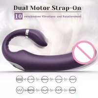 Vibromasseur double vibrant 10 vitesses sans sangle pour femme, stimulateur de point G, masseur anal et de prostate pour couple, jouet sexuel pour femme, Dildo Vibrato
