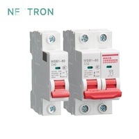 Disjoncteur différentiel WSB1 80 à limitation de courant 4P 230V 400V Courbe C 6kA 6A 20A 63A 80A à coupure rapide type DZ47 en plastique ignifuge + cuivre