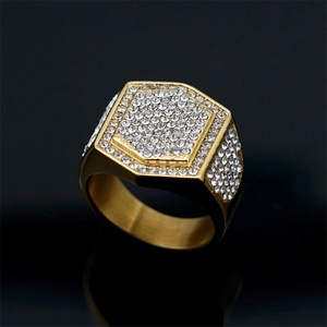 Luxury 18k Gold Plated Finger <b>Ring</b> Stainless Steel Zircon Charm Hoop <b>Rings</b> <b>Men</b> - Product Image 4