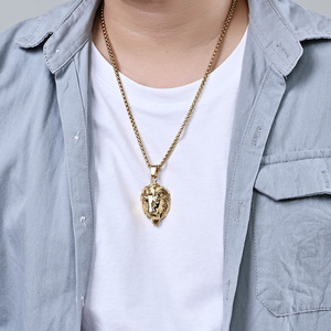 Lion Head <b>Titanium</b> Steel Pendant Unisex Necklace Gift Jewelry Fashion Charm - Product Image 3