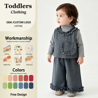 Ensemble 3 pièces chic à pois en coton doux pour bébés filles, nouvelle collection printemps 2026, tendance