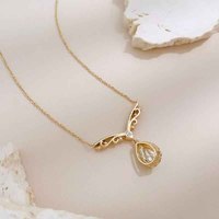 Collier pendentif en or 18 carats avec diamant de laboratoire, forme en V, halo creux, goutte d'eau, taille poire, réglable, bijoux fins pour femme, charme délicat