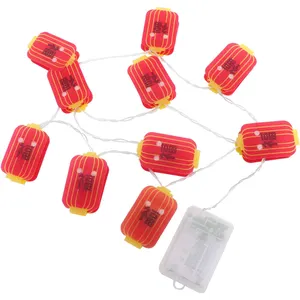 Red Chinese New Year Fairy Lights Hanging Mini Lanterns Lunar Decorations for Outdoor Indoor