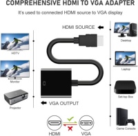 Konverter HDMI ke VGA, kualitas tinggi adaptor HDMI ke VGA kabel Video Audio HDMI 1080P HDMI pria ke VGA wanita untuk PC Laptop HDTV