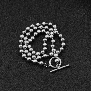 2026 New Simple Niche Design Bead <b>Chain</b> Necklace <b>Titanium</b> Steel OT Button Unisex's Necklaces Fashion Jewelry Wholesale - Product Image 5