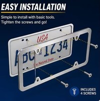 Support de plaque d'immatriculation triangulaire en acier inoxydable, résistant à la rouille, minimaliste, norme américaine, vente en gros, accessoire automobile, cadre de plaque d'immatriculation
