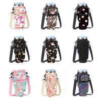 Sac de transport pour bouteille d'eau OEM en gros avec bandoulière en néoprène, sac de transport pour bouteille d'eau de 40 oz avec poche pour téléphone